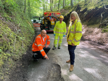 Andrew Griffith MP with Cllr Joy Dennis (Cab. Mem. for Highways and Transport WSCC) and Velocity operator