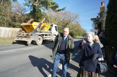 Andrew with local resident on A29 pavement