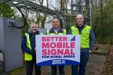 Andrew at a Three UK mobile mast site with Three UK Chief Network Officer