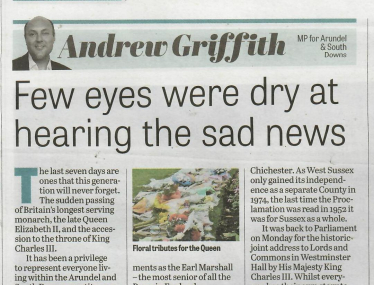 Andrew's column in West Sussex newspapers 15th September 