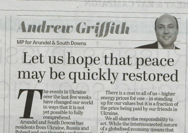 Andrew's column in West Sussex newspapers 3rd March