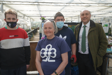 Andrew with Sue Livett, Managing Director and members of the plant nursery team at Aldingbourne Country Centre.