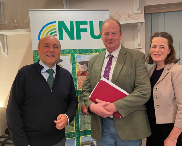 Andrew with Dominic Gardner, farmer and Chairman of West Sussex NFU, and Caroline Harriott, farmer and NFU delegate