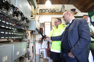 Andrew in a telephone exchange at Amberley Museum